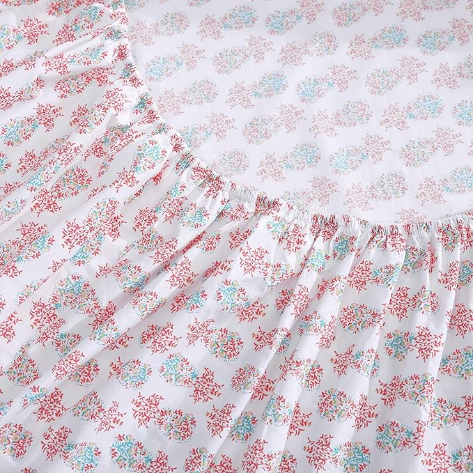 Tommy Bahama - Queen Sheets, Cotton Percale Coastal Bedding Set with Matching Pillowcases, Crisp & Cool, Coastal Room Essentials (Pineapple Splash Pink, Queen)