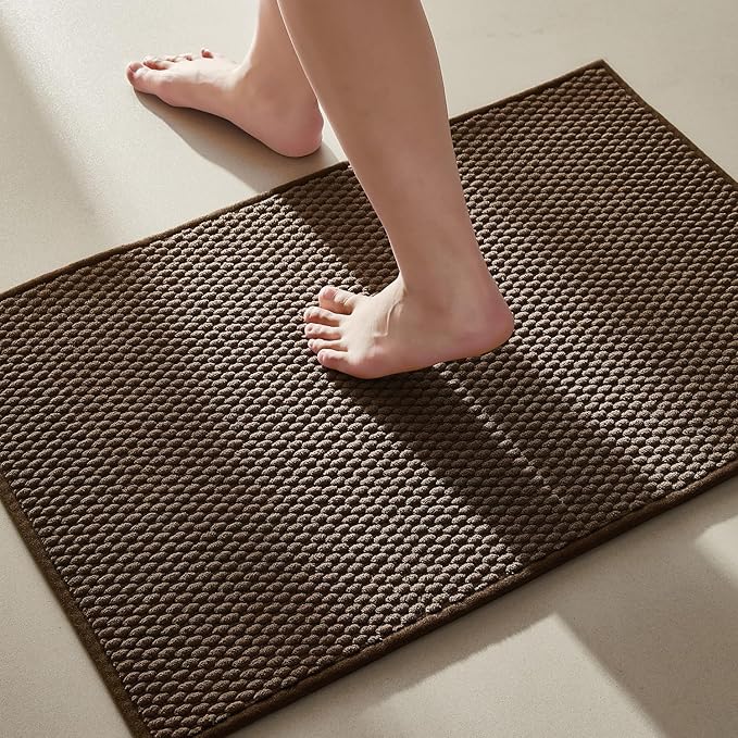 Bathroom Runner Rug, Long Bath Mat Washable Thin Quick Dry Low Pile Bathroom Runner Rugs 24 x 60 Non Slip, Brown 24"x60"