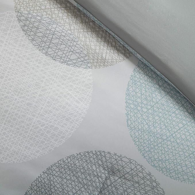 Madison Park Essentials Bed in a Bag Comforter, Vibrant Color Design All Season Down Alternative Cover with Complete Cotton Sheet Set, Twin(68"x86"), Knowles, Circular Aqua, 7 Piece