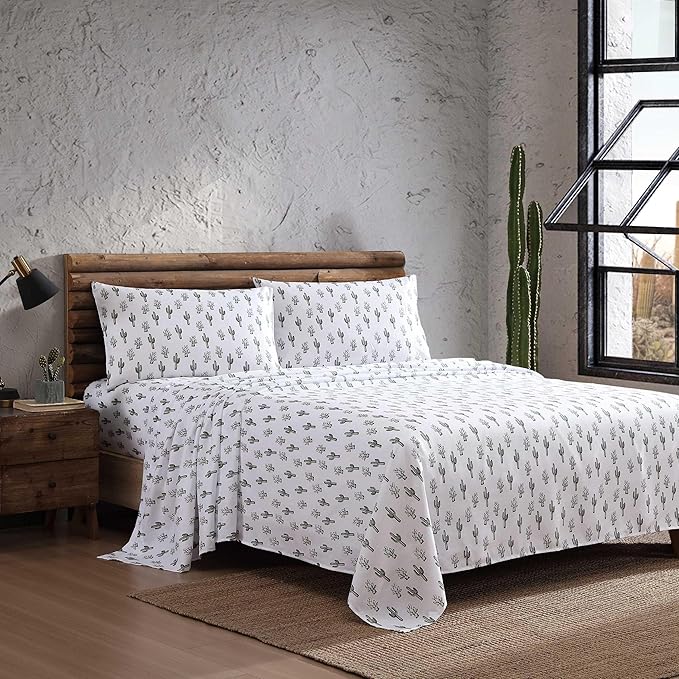 Wrangler - Twin XL Bed Sheets, Breathable & Wrinkle Resistant Bedding with Matching Pillowcase, Lightweight for Year-Round Use, Dorm Essentials (Cacti Green)