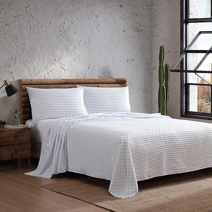 Wrangler - Full Bed Sheets, Ultra-Soft & Lightweight Bedding with Matching Pillowcases, Lightweight Bed Set for All Season Comfort, Oeko-Tex Certified (Stamped Logo Blue)