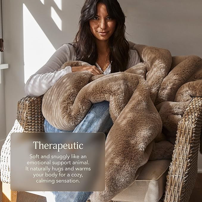 UnHide Marshmallow - Faux Fur Blanket - Heavy Weight, Extra Soft Blanket - Made from Recycled Materials - Machine Washable - Medium (60" x 80") - Taupe Ducky