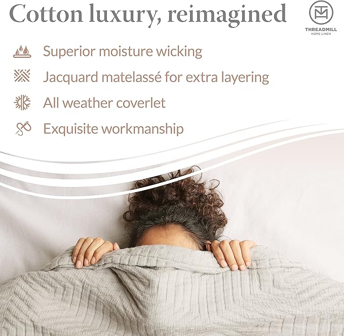 Threadmill Cotton King Pillow Shams Set of 2 | Luxury All-Season 100% Cotton Pillow Covers | Criss Cross Lightweight, Soft, Cozy Decorative Bed Pillow Shams | Beige