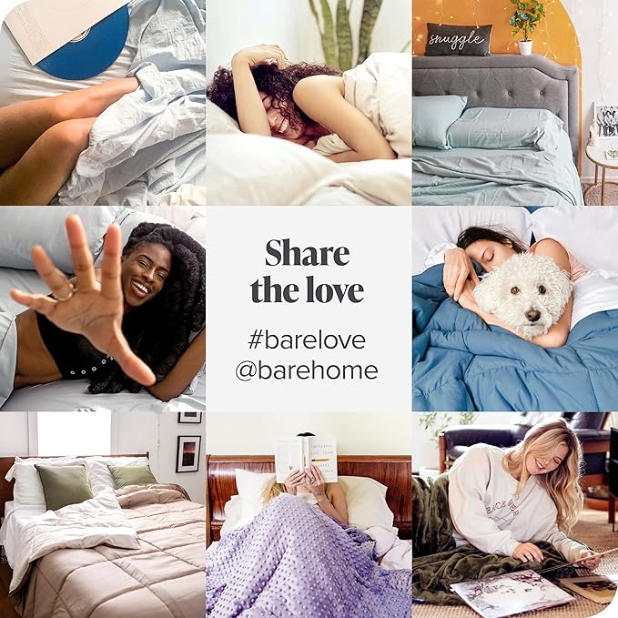 Bare Home Bedding Duvet Cover Queen Size - Premium 1800 Super Soft Collection - Lightweight, Cooling, Soft Breathable Duvet Cover (Queen, Stripe - Heathered Midnight Blue)
