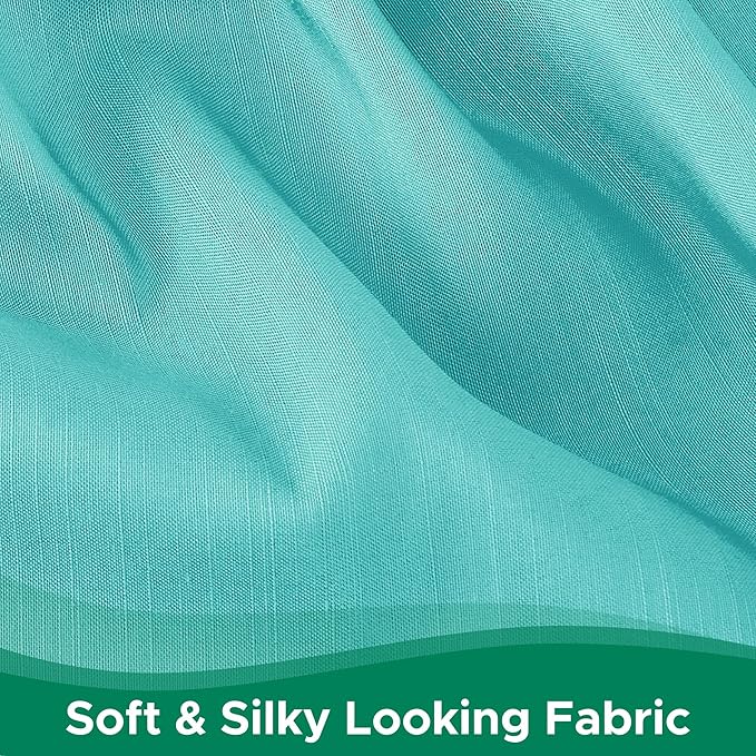 Biscaynebay Wrap Around Bed Skirts for Queen Beds with Short Drop of 12", Aqua Adjustable Elastic Dust Ruffles Easy Fit Wrinkle Resistant Silky Luxurious Fabric Machine Washable