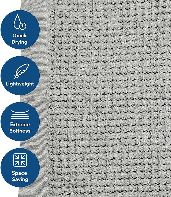ONSEN Supima Cotton Waffle Bath Mat – Bathroom Rug, Washable Rug, Bathroom Floor Mat – Ultra-Absorbent, Quick-Dry, Soft & Durable Luxury Cotton - Cinder Grey, 20x30 in