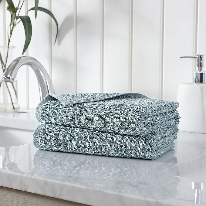 Tommy Bahama- Hand Towel Set, Highly Absorbent Cotton Bathroom Decor, Low Linting & Fade Resistant (Northern Pacific Turquoise, 2 Piece)