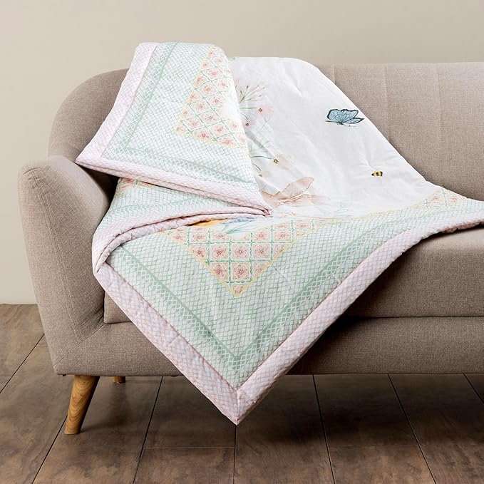 Maison d' Hermine Throw Blanket Lightweight and Breathable Cotton Easter Throw Blanket for Couch Bed Sofa Girls Boys Women Men Gifts Travel Living Room Bedding (60"x80", Easter Dew)