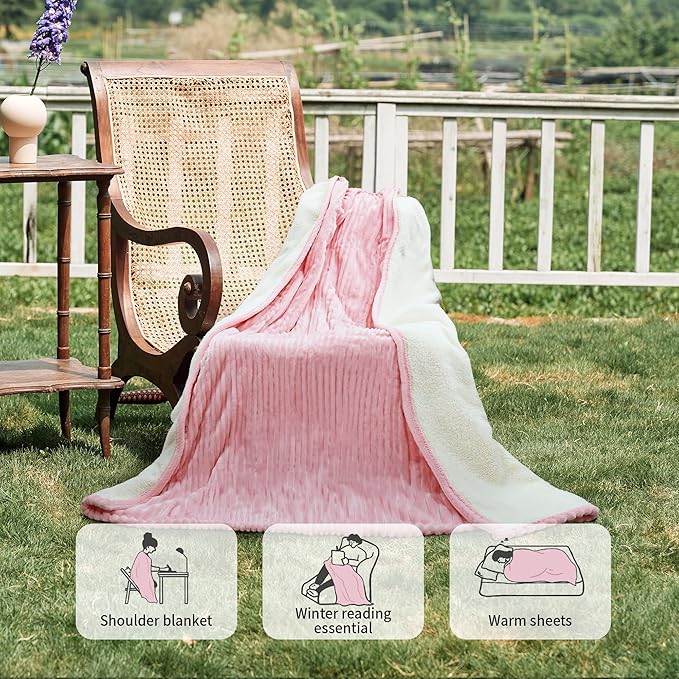 Heated Blanket Electric Blanket Throw 50”X60”-Heating Throw with 5 Heat Settings-3 Hours Auto Off,ETL Certified,Machine Washable (Pink)