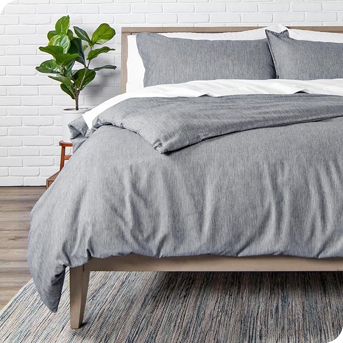 Bare Home Bedding Duvet Cover Full Size - Premium 1800 Super Soft Collection - Lightweight, Duvet Cover - Soft Textured Bedding (Full, Heathered Charcoal)