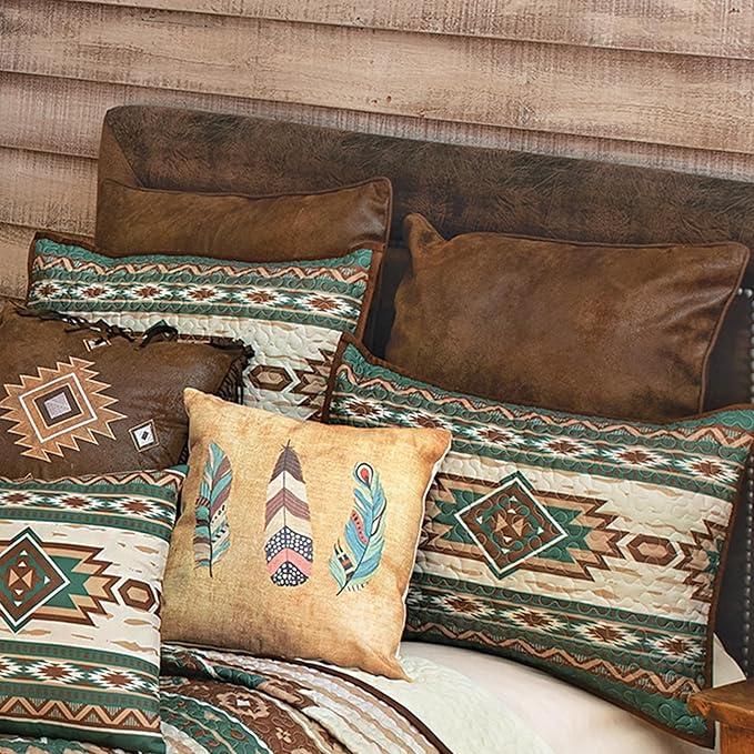 BLACK FOREST DECOR Spirit Walk Quilt Bed Set - Queen, Western Style, Lightweight Southwest Diamond Motif Bedding, Machine Washable