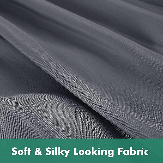 Biscaynebay Wrap Around Bed Skirts with Split Corners for Full Beds 14" Drop, Dark Grey Elastic Dust Ruffles Adjustable Easy Fit Wrinkle & Fade Resistant Silky Luxurious Fabric Machine Washable
