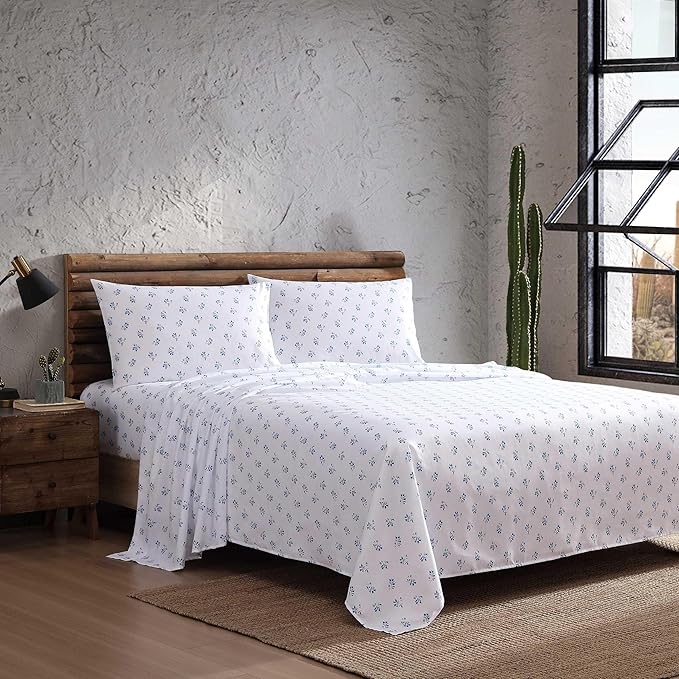 Wrangler - Full Bed Sheets, Ultra-Soft & Lightweight Bedding with Matching Pillowcases, Lightweight Bed Set for All Season Comfort, Oeko-Tex Certified (Sketchy Ditsy Blue)