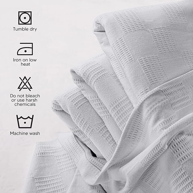 Utopia Bedding Silver 100% Cotton Blanket [Twin Size - 90x72 Inch] 350GSM Lightweight, Soft and Breathable Thermal Blanket for All Seasons