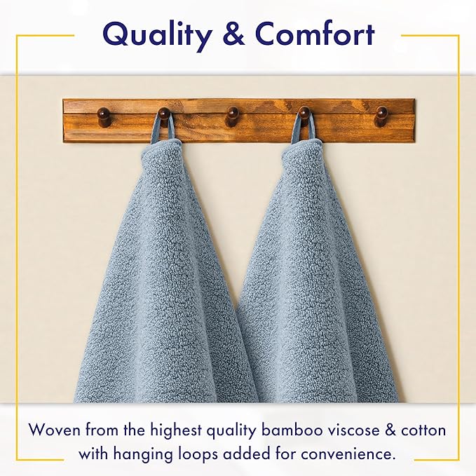 Ultra Soft & Plush Viscose from Bamboo Bath Towels - 700 GSM Luxury Bath Towels - 6 Piece Set - Super Absorbent & Quick Drying (Chambray)