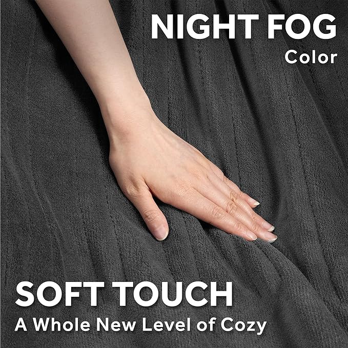 Sunbeam Electric Royal Luxe Microplush Heated Blanket, 12 Heat Settings, 12-Hour Auto Shut-Off, Fast Heating, Warm & Cozy, Machine Washable, Night Fog Color, Full (84" x 72")