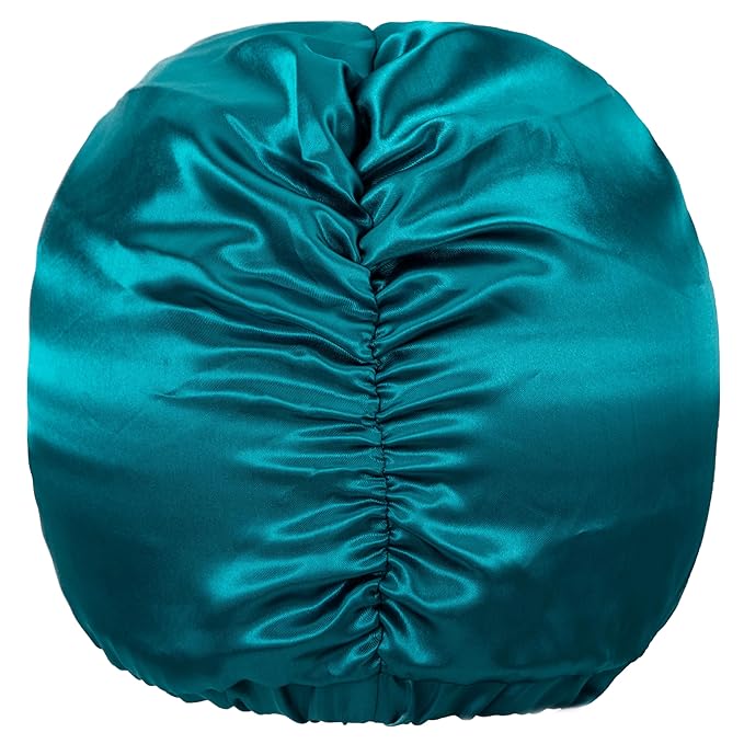 Blue Silk Bonnet for Sleeping Women Adjustable Double Layer Hair Bonnet for Curly Braids Hair Soft Satin Bonnet Night Sleep
