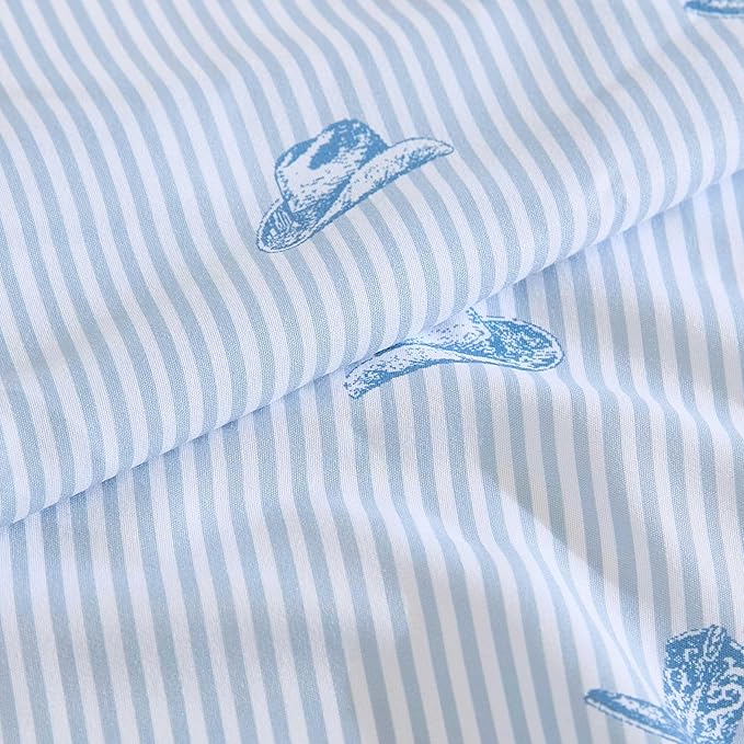 Wrangler - Twin Bed Sheets, Ultra-Soft & Lightweight Bedding with Matching Pillowcase, Lightweight Bed Set for All Season Comfort, Oeko-Tex Certified (Cowboy Pinstripe Blue)