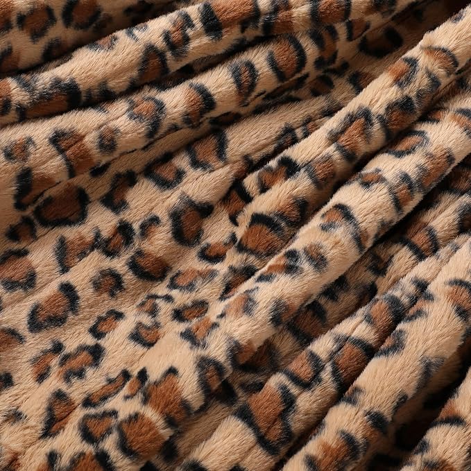 Electric Heated Blanket Twin Size 62”x84”,Soft with 6 Heating Settings 1-10 Hours Auto-Off, One Touch Operation, Machine Washable, Brown Leopard Print