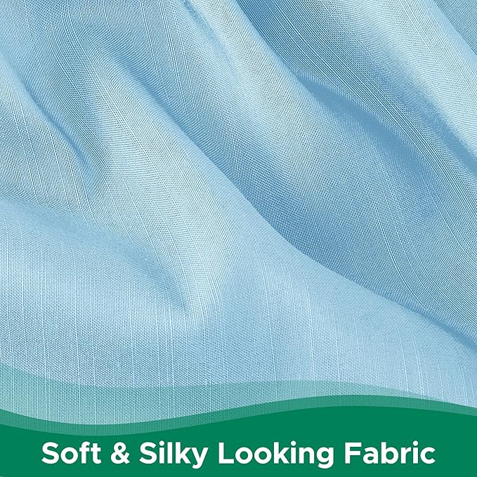 Biscaynebay Wrap Around Bed Skirts for Twin & Twin XL Beds 15" Drop, Light Blue Adjustable Elastic Dust Ruffles Easy Fit Wrinkle & Fade Resistant Silky Luxurious Fabric Machine Washable