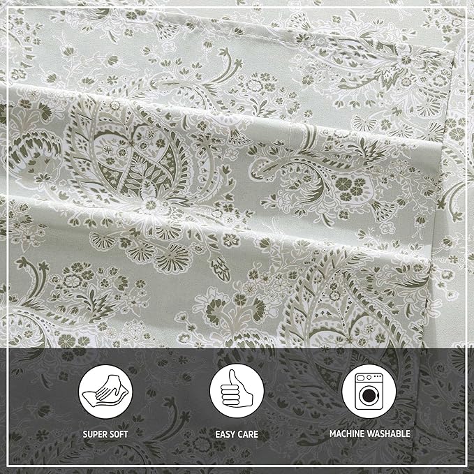 Wrangler - Twin Bed Sheets, Ultra-Soft & Lightweight Bedding with Matching Pillowcase, Lightweight Bed Set for All Season Comfort, Oeko-Tex Certified (Prairieland Paisley Green)