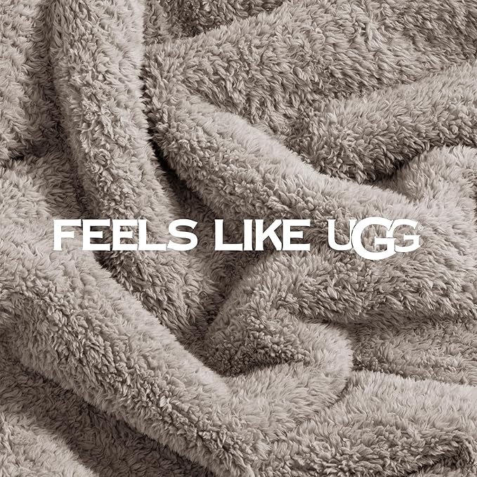 UGG Whitecap Plush Throw Blanket Fleece Lightweight Soft Throw for Couch or Bed Luxury Home Decor for Living Room Washable Hypoallergenic Blankets for Dorm Decor, 50-inch x 70-inch, Light Grey Seal