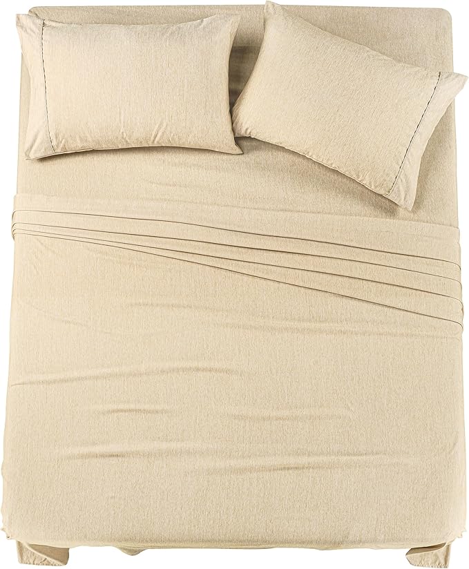 Utopia Bedding King Sheet Set – 4 Piece Bed Sheets for King Size Bed, Soft and Breathable Microfiber, Includes 1 Fitted Sheet, 1 Flat Sheet and 2 Pillowcases (Heather Oatmeal)