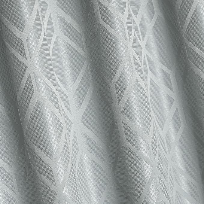 Amazon Basics Jacquard 2-Piece 100% Blackout Curtains, Living Room and Bedroom Drapes, Thermal Insulated Window Treatment, 52"x72", Light Grey