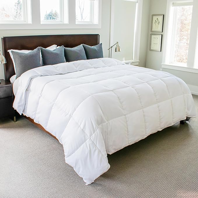 Gray Eagle Oversized King Comforter – Extra Large Synthetic Down Alternative Comforter – Ultra Soft Microfiber, All-Season, Lightweight & Fluffy – Hotel Quality, Machine Washable, White (120' x 98")