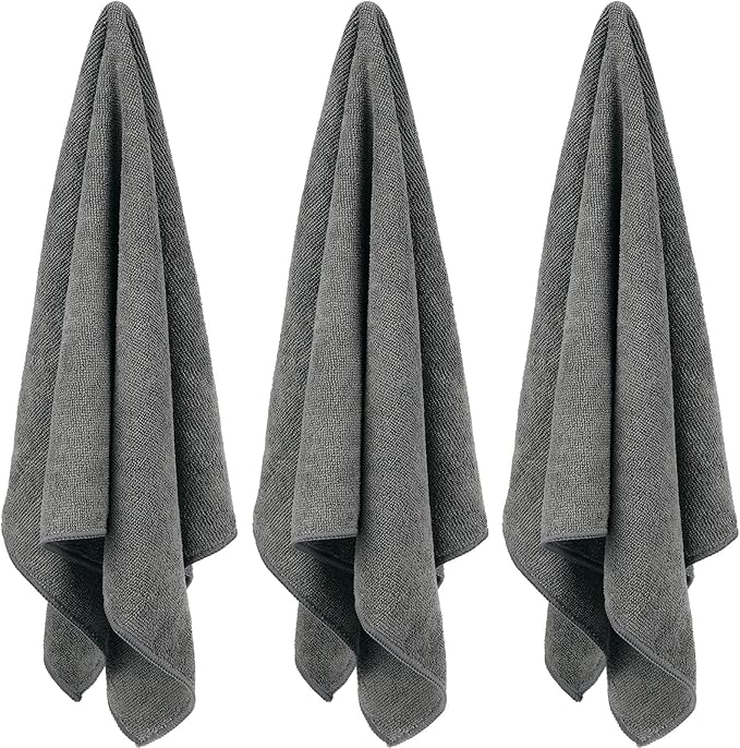 Shimeyao 48 Pack Bleach Proof Towels 16x 26inch Microfiber Absorbent Hair Towels Bulk Bleach Salon Hand Drying Cloth for Gym Bath Spa Shaving Shampoo Home(Grey)