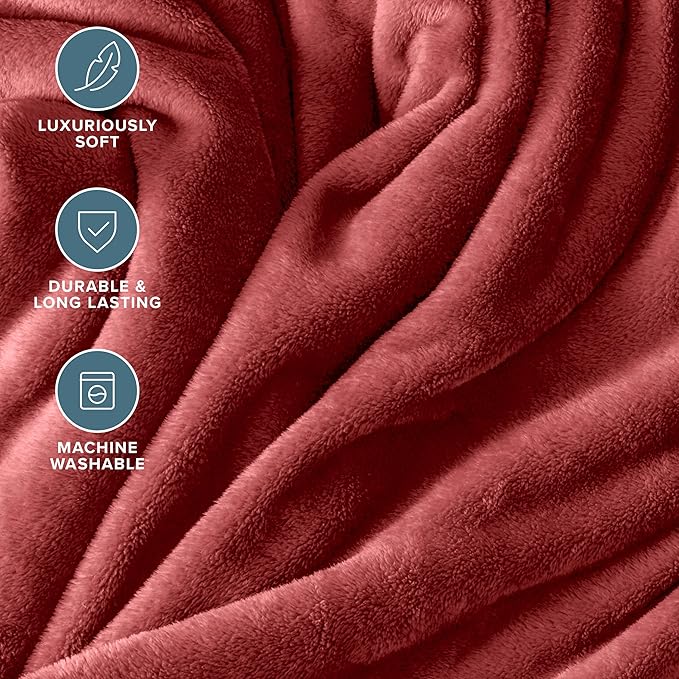 Bare Home Fleece Blanket - King Size - Ultra-Soft Lightweight for Bed, Sofa, and Couch - Luxury Microplush - Cozy Warm Blanket (King, Rosewood)