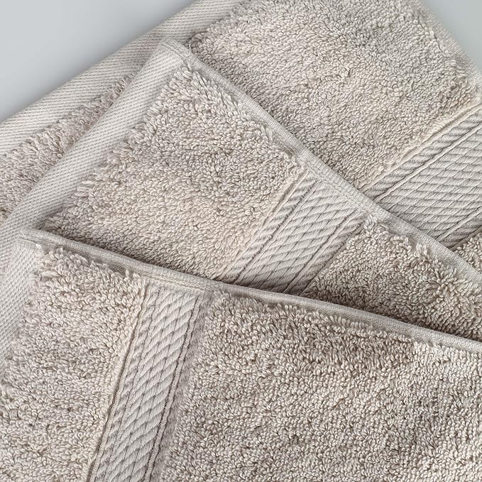 SUPERIOR Egyptian Cotton Pile 9 Piece Towel Set, Includes 3 Bath, 3 Hand, 3 Face Towels/Washcloths, Ultra Soft Luxury Towels, Thick Plush Essentials, Guest Bath, Spa, Hotel Bathroom, Stone