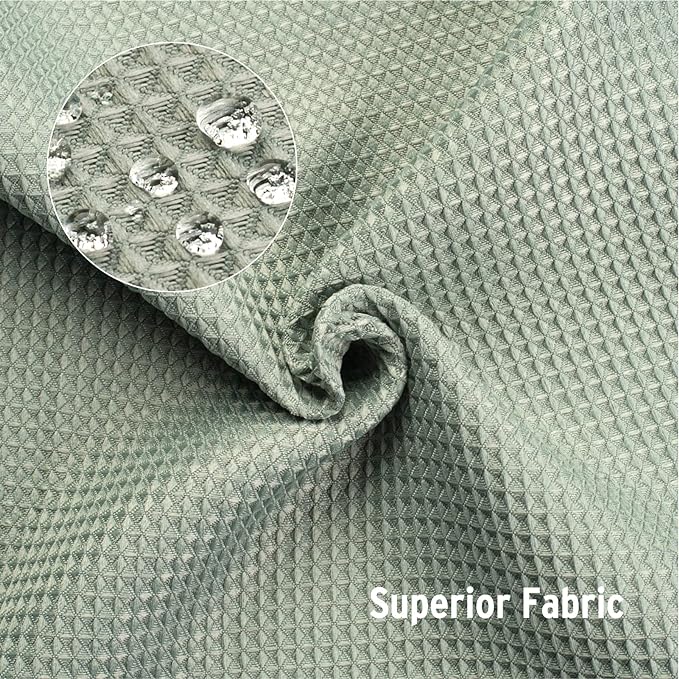 AmazerBath Sage Green Shower Curtain Fabric, Waffle Shower Curtain Cloth, Heavy Duty 240GSM, Hotel Quality Bathroom Shower Curtains, 72 x 72 Inches