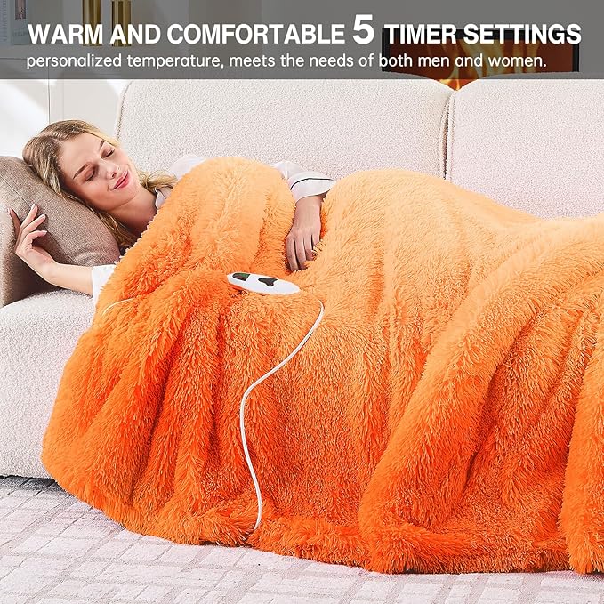 Heated Electric Blanket Twin–Faux Fur with Soft Thick Sherpa,Warm Winter Birthday Gifts for Women Grandma，10 Heat Settings,5 Time Settings with Fast Heating, 62x84, Cocoa Brown