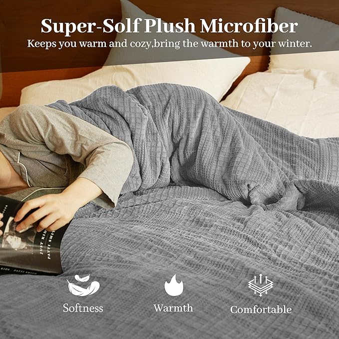 Electric Blanket Twin Size 62''X84'' - Heated Blanket with Single Control Fast Heating 9 Heating Levels & 10 Hours Auto Off,ETL Certified Machine Washable (Grey)