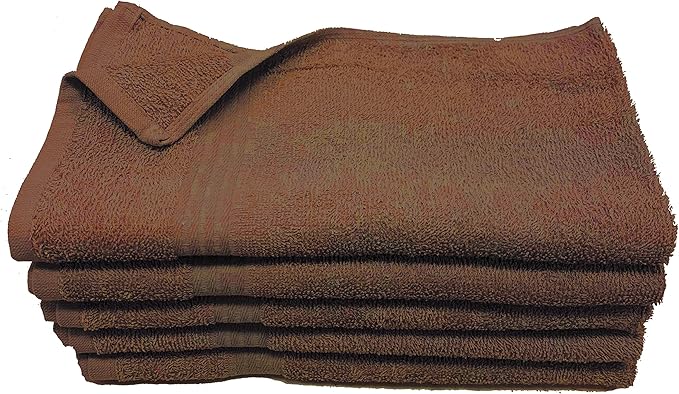 Towel Supercenter 16X27 Salon Hand Towels Colors (12Pack-36Pack- 60Pack-120Pack) 100% Cotton for Hair Salons, Nail Salons, Tanning Salons, Golf Course (Dark Brown, 12)