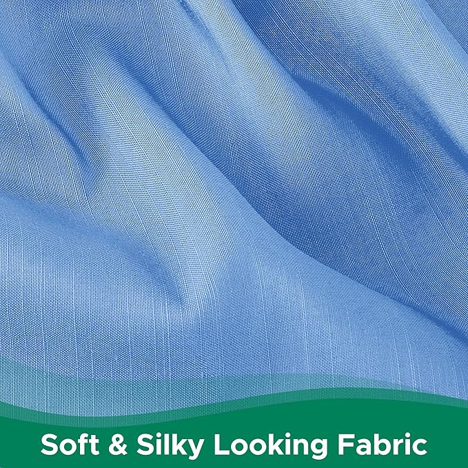 Biscaynebay Wrap Around Bed Skirts for Twin & Twin XL Beds 15" Drop, Denim Blue Elastic Dust Ruffles with Adjustable Belts Silky Luxrious Fabric Machine Washable