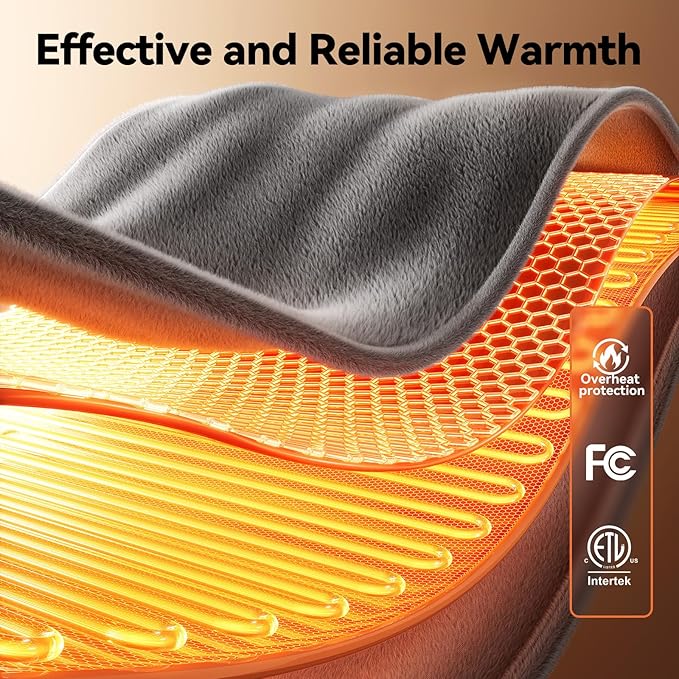 Heated Blanket King, Dual Control Electric Blanket, Ultra Soft Flannel, Consistent & Even Heating with 8 Heat Levels & 10 Hours Auto Off, Overheat Protection, Warm Gifts for Grandm (100"x90")