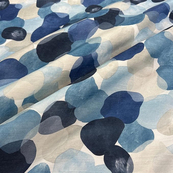 Serafina Home Modern Navy Blue Fabric Shower Curtain for Bathroom: Cascading Water Splash Pattern of Navy, Light Blue Light Grey and White