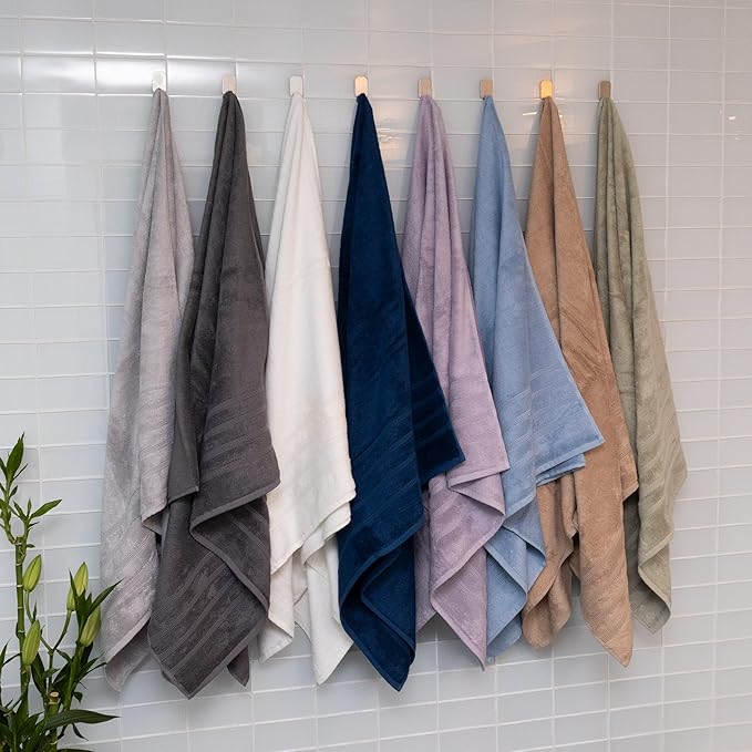 Mosobam Luxury Turkish 12pc XL Towel Set 35X70 16X30 13X13 Light Grey (Gray) 700 GSM Bamboo Viscose & Aegean Turkish Combed Cotton