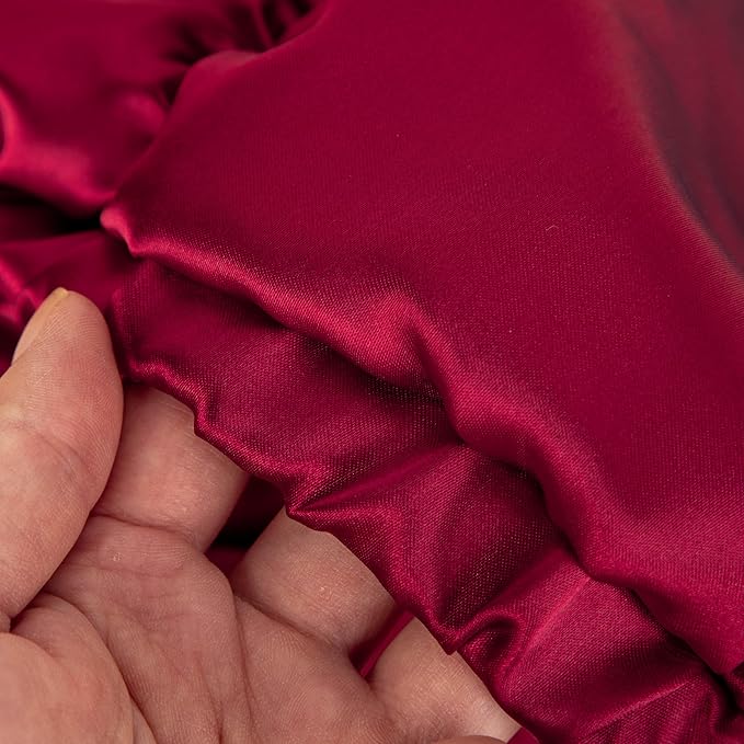 Red Satin Bonnet Silk Hair Bonnet For Sleeping Adjustable Double Layer Satin Silk Bonnet For for Natural & Curly Hair