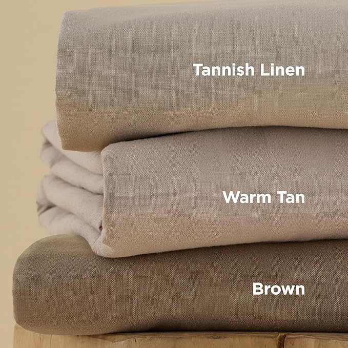 Bedsure Linen Duvet Cover King Size - Linen Cotton Blend Bedding Set, Soft & Cozy, 3 Pieces, 1 Duvet Cover 104x90 and 2 Pillowcases, Brown Color Cooling Bedding, Comforter Sold Separately