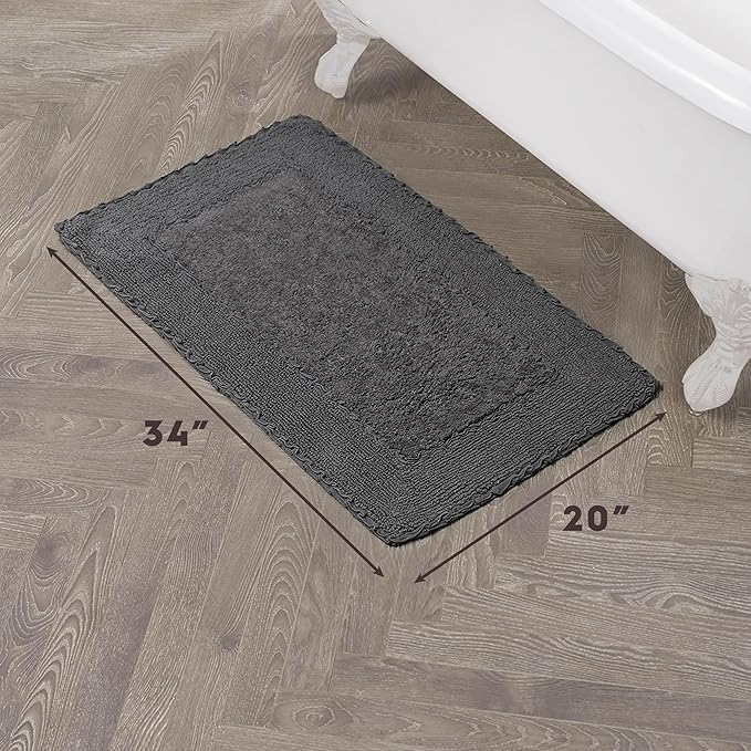 Laura Ashley Ruffle Border 100% Cotton Bath Rug, Dark Grey, 20"x 34"