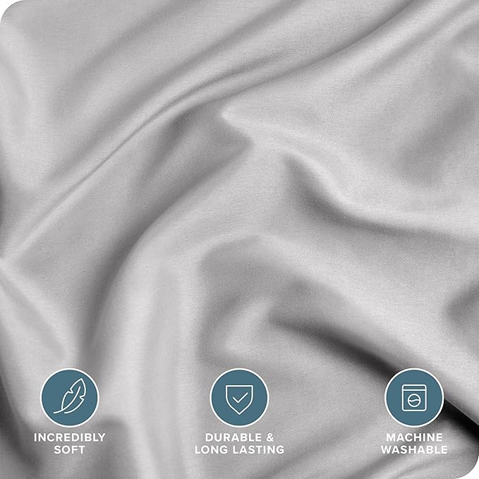 Bare Home Bedding Duvet Cover Twin/Twin Extra Long Size - Premium 1800 Super Soft - Lightweight, Cooling Duvet Cover - Soft Breathable Bedding (Twin/Twin XL, Light Grey)