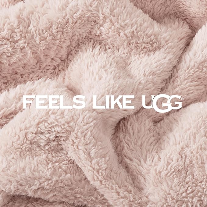 UGG Plush King Size Blanket for Bed, Fleece Cozy Soft Blanket, Luxury Warm Extra Large Throw for Couch, Washable Hypoallergenic California King Throw, 110" x 90", Quartz Pink (Whitecap)