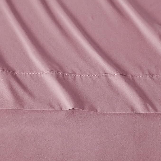 Amazon Basics Lightweight Microfiber 4-Piece Bed Sheet Set, Rose, Solid, King