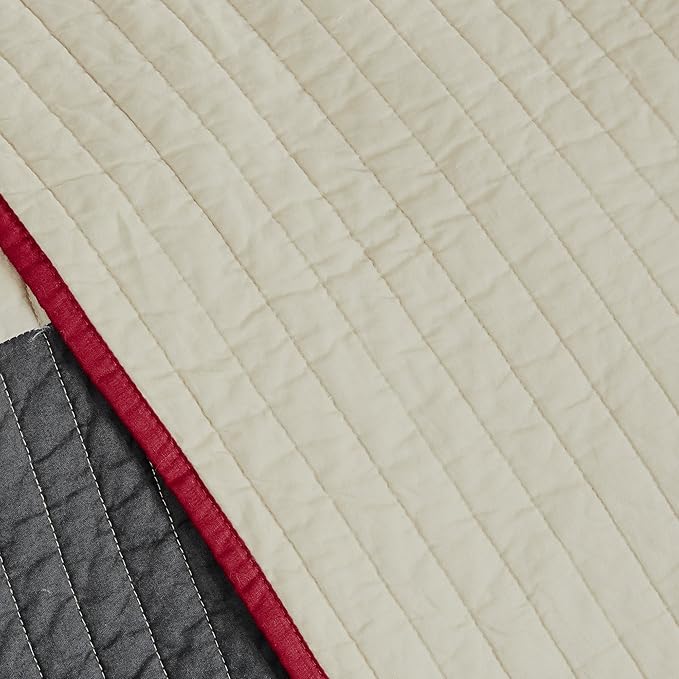 Woolrich Reversible Quilt Cabin Lifestyle Design - All Season, Breathable Coverlet Bedspread Bedding Set, Matching Shams, Oversized Full/Queen, Huntington Plaid Red, 3 Piece
