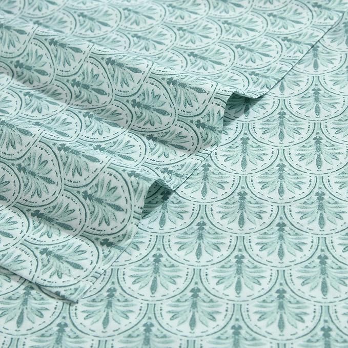 Tommy Bahama - Queen Sheet Set, Super Soft Cotton Percale Bedding with Matching Shams, Tropical Bedding Set, Oeko-Tex Certified (Coastal Batik Green, Queen)