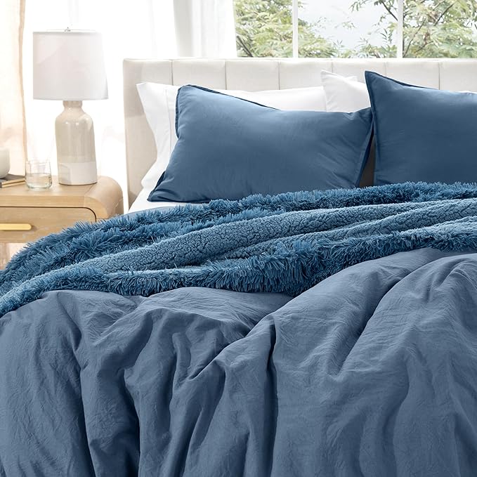 Bare Home Microfiber Duvet Cover Set - Ultra Soft Washed Microfiber - Oversized King Size - Linen-Like Look - Easy Care - Breathable Fabric - Our Softest Duvet Cover Set (Oversized King, Bering Sea)