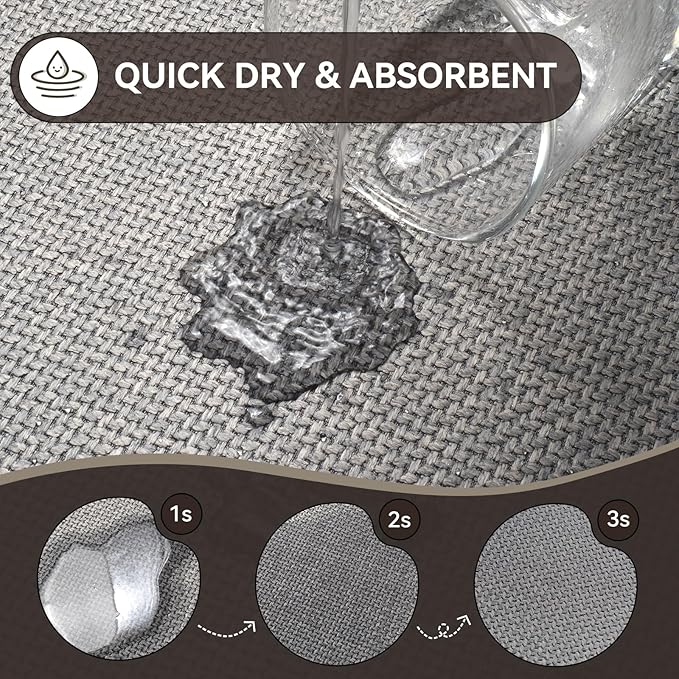 Half Circle Bath Mat,Thin Bathroom Rugs Fit Under Door Quick Dry Non Slip Washable Bathroom Mat with Rubber Backing,Absorbent Woven Half Round Shower Mat Rug,Gray Gray Brown